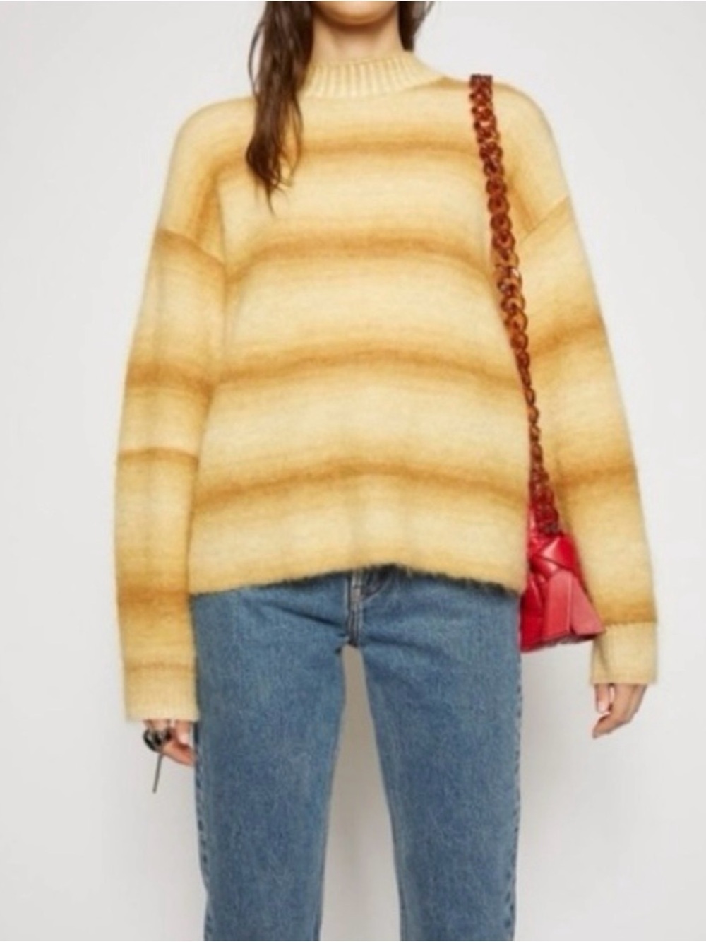 Acne Studios mohair wool blend mock neck ombre tan brown sweater women’s XS